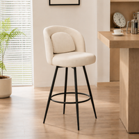 Tabouret de bar et de cuisine rembourré en tissu lin et métal, idéal pour îlot de cuisine ou garage - Vente en gros