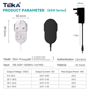Adaptador de Corriente de 65W con Enchufe UK, Certificado BS UKCA, Salidas Ajustables de 12V-5A para Laptop, CCTV, Router, Dispositivos Inteligentes para el Hogar, Superventas - Product Image 5