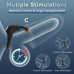 Cincin Penis g-spot telinga kelinci Pria 10 kecepatan Vibrator seksual anak laki-laki ukuran besar dengan getaran cincin Gay telur mengejutkan untuk Penis - Product Image 3