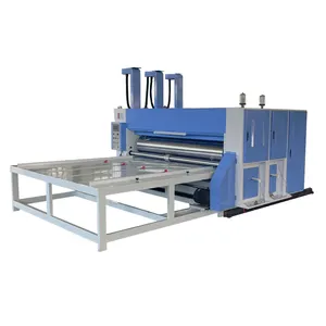 Semi-auto chain feeding 3 color ink printer slotter carton machine