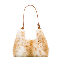 Sac en peluche premium en forme de chat à porter à l'épaule, nouveau sac bandoulière brodé jacquard, sac fourre-tout grande capacité