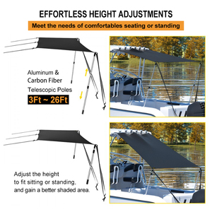 Postes de Sombra para Barcos UPSILON de 12 Pies, de Fibra de Carbono, Telescópicos, para Yates, Pontones, Lonas de Barco de Aluminio y Toldos Bimini - Product Image 6