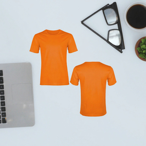<b>Bright</b> Orange Men <b>T</b> <b>Shirt</b> Plain Cotton Crew Neck Short Sleeve Tee Casual Workwear - Product Image 3