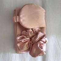 Masque pour les yeux en soie de mûrier naturelle 19MM avec logo personnalisé, ensemble de 1 masque de sommeil, taie d'oreiller et chouchous pour cheveux - Quatre Saisons Européen