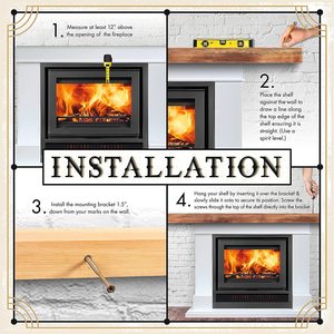 رف رف موقد ريفي عائم مع درج سري ، رف موقد خشبي عائم ديكور مركب على الحائط - Product Image 2