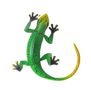 أفضل محاكاة الحديد Gecko النحت الجدار زينة مضحك هدية حية المعادن نموذج Gecko