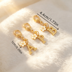 Fashion Alphabet Letter Keychain Enamel Flower Heart Charm Metal Lobster Clasp <b>Key</b> <b>Ring</b> <b>Bag</b> Pendant Accessories Wholesale - Product Image 1
