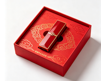 Boîte cadeau de rouge à lèvres rouge de luxe avec motif nuage en feuille d'or, emballage cosmétique de style chinois