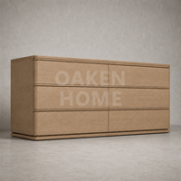 Commode de rangement OAKEN pour chambre à coucher, personnalisable, en chêne poli à la main, grande capacité, 6 tiroirs, meuble de maison de luxe