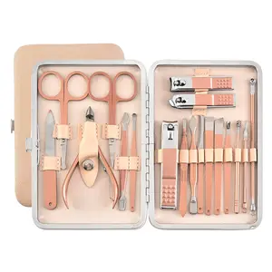 FOCSTAR 18 Stück Personal isierte Edelstahl Roségold Nagel knipser Cutter Kit Nagel pflege Maniküre Set (M068)