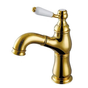 <span class=keywords><strong>Rubinetto</strong></span> da Bagno Retrò Europeo Dorato Monocomando <span class=keywords><strong>con</strong></span> Valvola in Ceramica, Miscelatore per <span class=keywords><strong>Lavabo</strong></span> <span class=keywords><strong>con</strong></span> <span class=keywords><strong>Doccetta</strong></span> Estraibile e Beccuccio Girevole - Product Image 4