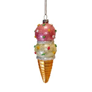 زينة عيد الميلاد على شكل مخروط آيس كريم زجاجي مزدوج متعدد الألوان، هدية وديكور للعطلات، شحن سريع - Product Image 6