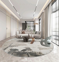 Tapis rond chinois d'intérieur, fabriqué à la machine, à poils longs coupés, lavable, pour salon et chambre à coucher