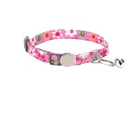 Kalung Kucing AnYue G-6913 Gaya Bohemian Etnik Motif Bunga, Dapat Diukir Sesuai Pesanan, Pengait Pengaman Logam, Lonceng, Bahan Poliester
