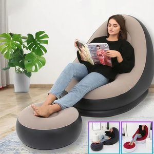 Fauteuil gonflable en peluche combiné, confortable et pliable, avec repose-pieds, pour les loisirs en extérieur, canapé paresseux - Product Image 3
