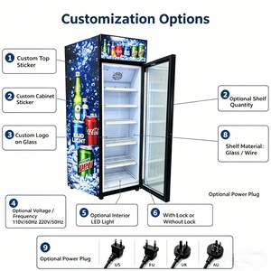 Custom logo White Black Energy Drinks Beverages Glass Door 235L Commercial Display Cooler Vertical Refrigerator - Product Image 2