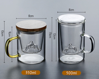 Verres à café écologiques 12oz 16oz, tasse en verre borosilicate haute qualité faite à la main avec infuseur à thé et couvercle et poignée en bambou