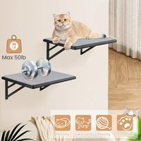 Grandes étagères murales de luxe en bois pour chat avec hamac de lit et griffoir pour Noël-Étagère d'escalade pour chat pour dormir et jouer