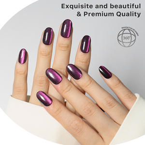 AIERFEI <span class=keywords><strong>Faux</strong></span> <span class=keywords><strong>Ongles</strong></span> Souples en Gel de Haute Qualité Effet Œil de Chat Ovale Bourgogne 24 Pièces Vente en Gros Usine - Product Image 2