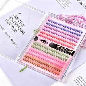 Extensions de <span class=keywords><strong>cils</strong></span> individuelles colorées en soie épaissie, faux <span class=keywords><strong>cils</strong></span> verts, violets, bleus, roses, oranges, jaunes pour l'amélioration de la beauté - Product Image 5