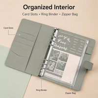 Carnet en cuir rechargeable A6 couleur pastel, reliure spirale, couverture de planificateur à 6 anneaux, agenda professionnel, cadeau de bureau