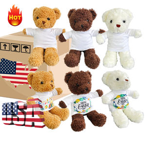 EE. UU. Almacén Sublimaciones en blanco 100% Poliéster Camiseta Sublimación Lindo Seguro Oso de peluche Sublimaciones 30cm Oso de peluche con camisa - Product Image 2