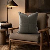 Housse de coussin YUNXIF de luxe en cuir végétalien gris, moderne, à quatre panneaux, avec broderie en point de croix, pour canapé et salon
