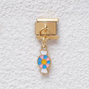 Italian Modular Charm Bracelet Zinc Alloy Rainbow Flower Candy Pendant DIY Jewelry Unisex Gift Accessory - Product Image 4