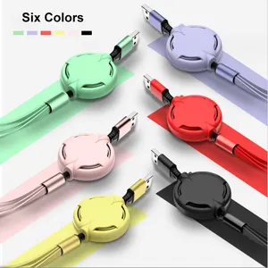 Custom Logo 3 en 1 Micro IOS Type-C Cable 1.2M Retractable Fast Charging Cable For iPhone/Samsung 3 in 1 Charging Kable