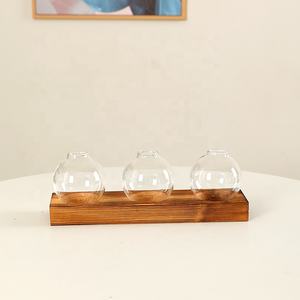 Drops hipping Desktop Planter Terrarium mit Holz regal 3 Glas birne Blumenvasen Vermehrung station - Product Image 5