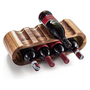 गर्म बेच 8 शराब की बोतल धारक बबूल रैक मुक्त खड़े 4 सिलिकॉन पकड़ के साथ लकड़ी शराब रैक बांस शराब शेल्फ पैड - Product Image 1
