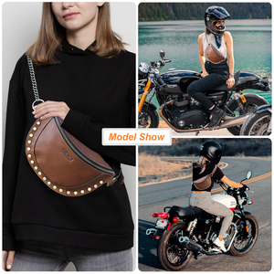 Contact's Wholesale Fashion Womens Leather Chest Waist <strong>Bag</strong> Crossbody Fanny Pack for Women Ladies <strong>Stud</strong> Genuine Leather Belt <strong>Bag</strong> - Product Image 5