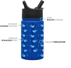 带吸管盖的儿童水瓶 | 适用于幼儿、女孩、男孩的绝缘不锈钢可重复使用不倒翁 | 峰会系列