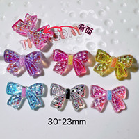 Breloques en résine en forme de nœud papillon, nœuds de dessins animés, paillettes, décoration DIY pour coque de téléphone