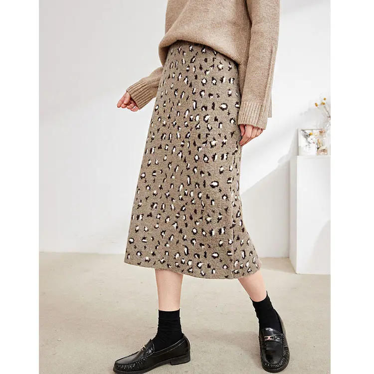 Pull tricoté et fin à taille élastique, pour femmes, design imprimé léopard, oem, ODM 2022, nouvelle collection
