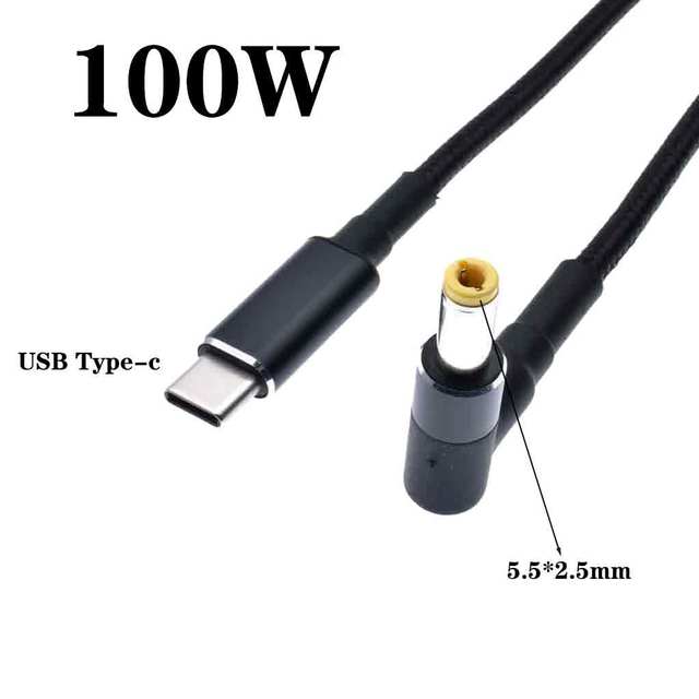 Made China AC DC Laptop/Computer Power Bank Type-C Cable 100W Fast Charging Eco-Friendly PVC/Nylon Copper Core Universal Fit