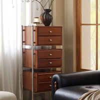 Armoire de rangement rétro en bois massif Tiroirs muraux pour salon chambre ou canapé Meubles de rangement décoratifs latéraux