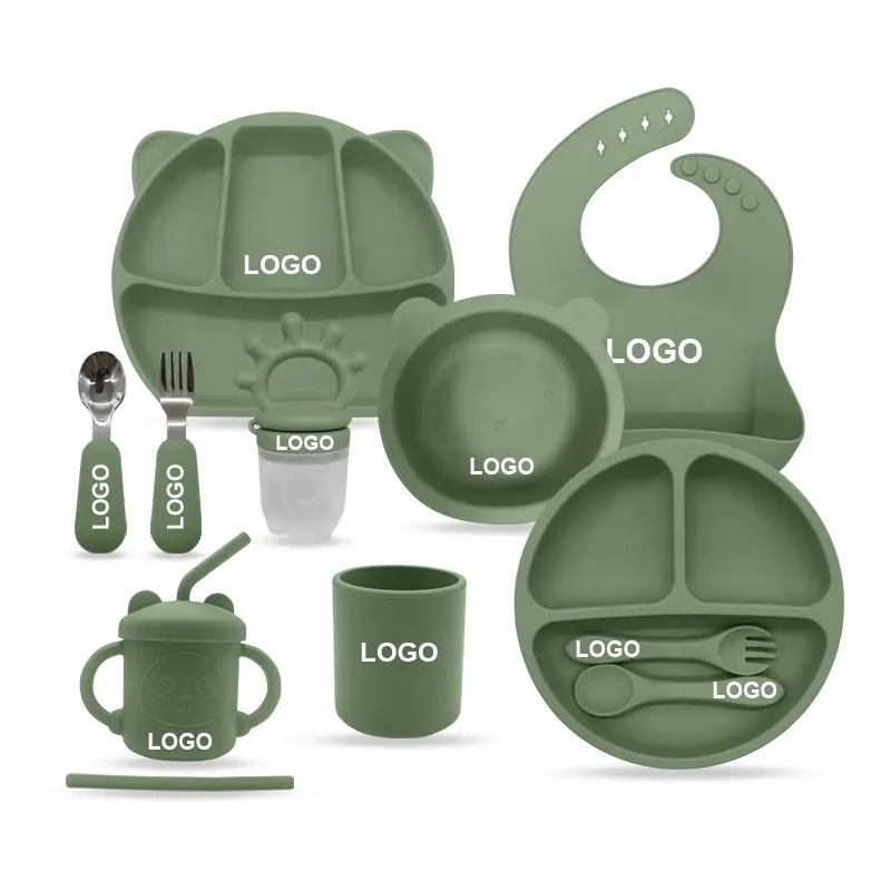 Conjunto de utensílios de jantar ecológicos para crianças, prato de silicone para bebês, novo produto, utensílios de jantar de 2023