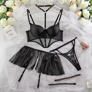 All'ingrosso canottiera donna erotica al Neon di pizzo nero balconcino Bralette Set Sexy maglia biancheria intima padrona di Lingerie abito - Product Image 2