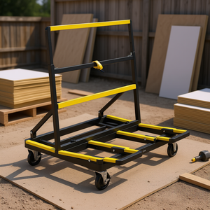 Steel Panel Drywall Cart 1800 Lbs Capacity 4 Swivel Casters Expandable Foldable Deck Tie Down Strap For Construction <b>Transport</b> - Product Image 2