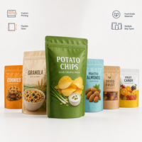 Sachet d'emballage alimentaire en gros à fond plat avec fermeture éclair refermable pour biscuits, craquelins, chips et autres snacks