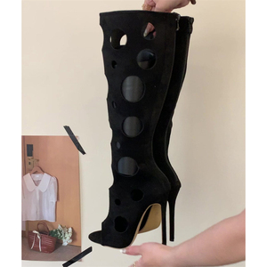 Botas de Verano 2025 con Punta Abierta y Tacón de Aguja, Negras, Estilo Japonés, Sensuales y a la Moda - Product Image 5