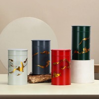 Boîte à thé créative en fer blanc style japonais, finition mate, style rétro chinois, pour poudre de matcha, en gros, prête à l'emploi (RTS)