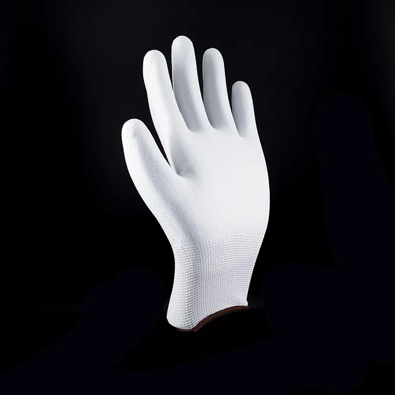 ESD sarung tangan kerja, sarung tangan kerja dilapisi HPPE 13G putih PU