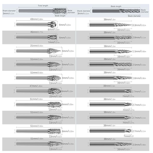 Phụ kiện dụng cụ mài xoay hai lưỡi cắt kép bằng cacbua vonfram, cán 6mm 12mm 1/4 inch, mã SA SF SC SB SL - Product Image 5