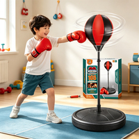 Ensemble de sport d'intérieur pour garçons : Gants de boxe et ballon de boxe gonflable réglable en hauteur
