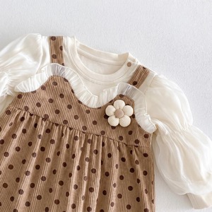 <span class=keywords><strong>Body</strong></span> a Maniche Lunghe per <span class=keywords><strong>Bambina</strong></span> 2026, Beige e Marrone con Motivo a Pois, per l'Autunno - Product Image 4