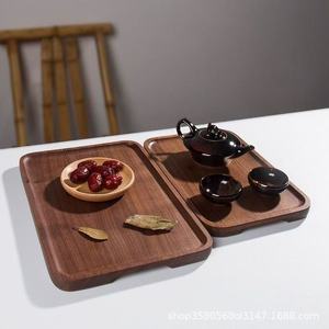 Bandeja de servir de madera de nogal negro, de una sola pieza, con bordes redondeados, estilo retro, plato cuadrado para frutas y vajilla. - Product Image 2