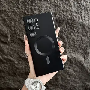 <span class=keywords><strong>Funda</strong></span> de Silicona con Revestimiento para Samsung Galaxy S25 <span class=keywords><strong>Ultra</strong></span> S24 S23 S22 + <span class=keywords><strong>S21</strong></span> FE, Fundas con Carga Inalámbrica Magnética, Película Protectora de Lente - Product Image 3