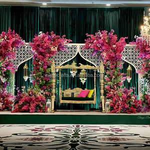 Decoração de Casamento com Tema Marroquino, Arcos de Ferro para Fundo de Evento Mehndi, Estrutura de Arco de Casamento Dourada para Recepção - Product Image 3